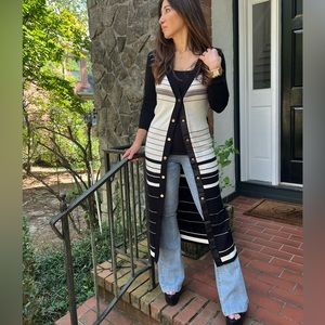 31 Fabulous Striped Long Knit Dress/Belted Cardigan